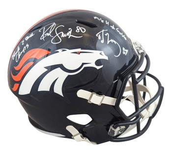 Broncos Rod Smith & Ed McCaffrey Signed Full Size Speed Rep Helmet BAS Witnessed