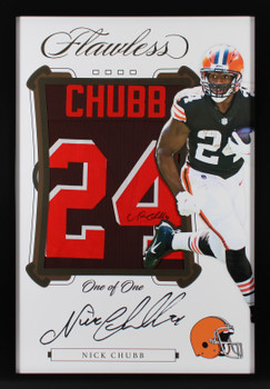 Nick Chubb Authentic Signed One of One Jersey Framed Display BAS Witnessed