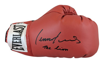 Lennox Lewis "The Lion" Signed Red Right Hand Everlast Boxing Glove BAS Witness