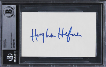 Hugh Hefner Playboy Authentic Signed 3x5 Index Card Autographed BAS Slabbed 2