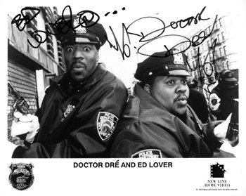 Doctor Dre & Ed Lover Who's the Man? Authentic Signed 8x10 Photo PSA #AN86964