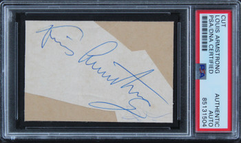 Louis Armstrong Authentic Signed 2.5x3.5 Cut Signature PSA/DNA Slabbed