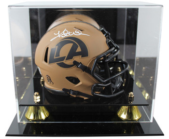 Rams Kurt Warner Signed Salute To Service II Mini Helmet W/ Case BAS Witnessed