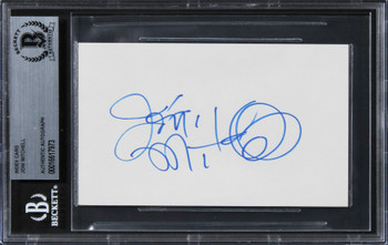 Joni Mitchell Musician Authentic Signed 3x5 Index Card w/ Blue Sig BAS Slabbed 1
