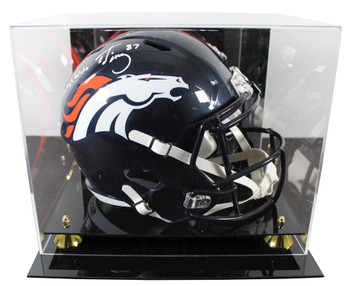 Broncos Ed McCaffrey "MHS" Signed Full Size Speed Rep Helmet W/ Case BAS Witness