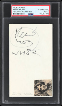 Keith Moon The Who "Who" Authentic Signed 3x5 Index Card PSA/DNA Slabbed