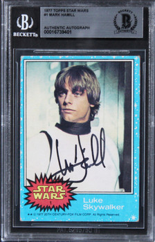 Mark Hamill Star Wars Authentic Signed 1977 Star Wars #1 Card BAS Slabbed 1