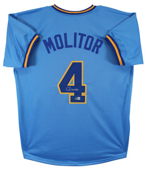 Paul Molitor Authentic Signed Light Blue Pro Style Jersey Autographed BAS