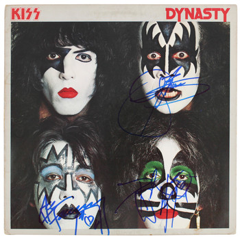 KISS (3) Simmons, Frahley & Criss Signed Dynasty Album Cover BAS #AB77707