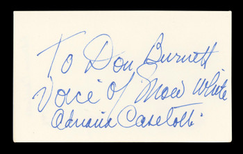 Adriana Caselotti Snow White "2/7/94" Signed 3x5 Index Card BAS #AD70153
