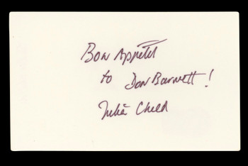 Julia Child Television Host "Bon Apetit" Signed 3x5 Index Card BAS #AD70367