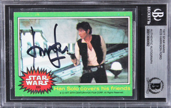 Harrison Ford Star Wars Authentic Signed 1977 Star Wars #223 Card BAS Slabbed