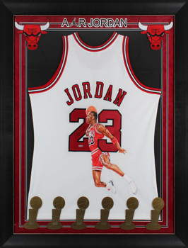 Bulls Michael Jordan Signed William Zavala Hand Painted M&N Framed Jersey UDA