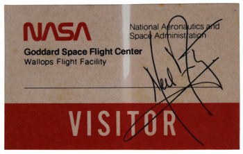 Neil Armstrong Apollo 11 Signed NASA Space Flight Center Visitor Badge BAS JSA