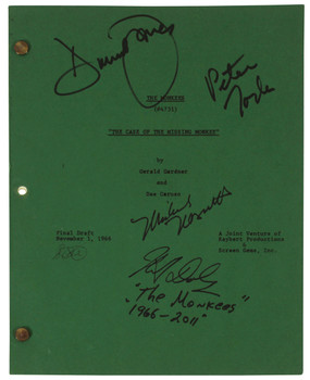 The Monkees (4) Tork, Jones, Nesmith & Dolenz Signed Tv Script BAS #AD38610