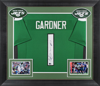 Ahmad Sauce Gardner Authentic Signed Green Pro Style Framed Jersey BAS Witnessed