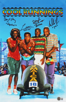 Cool Runnings (3) Lewis, Doug, Leon & Yoba Signed 12x18 Photo BAS Witnessed