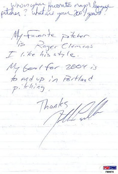 Phillies Jonathan Papelbon Signed 6X9 Minor League Letter PSA/DNA #F89975