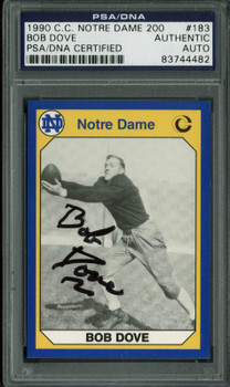 Bob Dove Authentic Signed Card 1990 C.C. Notre Dame 200 #183 PSA/DNA Slabbed