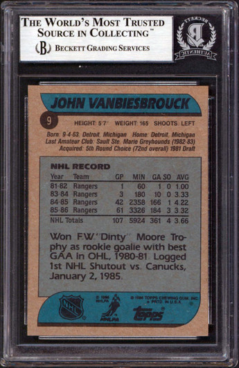 JOHN VANBIESBROUCK New York Rangers SIGNED 8x10 Photo