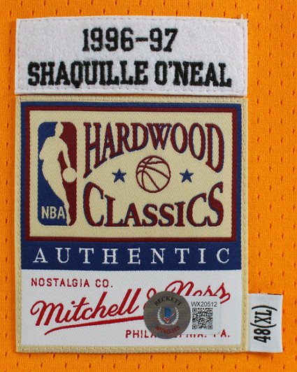 Press Pass Collectibles Magic Shaquille O'Neal Authentic Signed Gold M&N 75th Anniversary Jersey BAS Wit