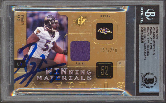 Ravens Ray Lewis Signed 2006 Ultra Award Winners Jerseys #UAARL Card BAS  Slabbed