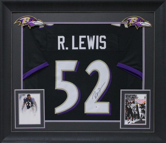 Ray Lewis Authentic Signed Purple Framed Pro Style Jersey