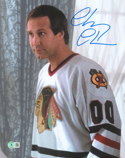 Press Pass Collectibles Chevy Chase Beat Me Off - Clark Griswold Authentic Signed Hockey Jersey BAS Wit