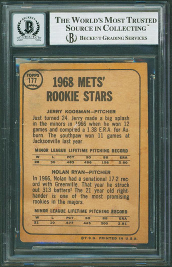 Nolan Ryan 4 Career Stats Signed 1968 Topps #177 Rookie Card RC Graded 10  Auto