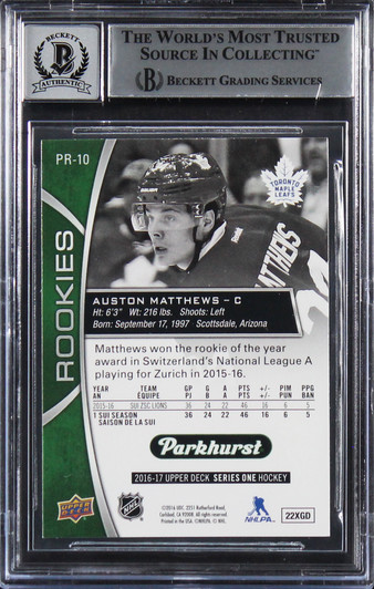Maple Leafs Auston Matthews Signed 2016 O-Pee-Chee #694 RC Card Auto 10 BAS  Slab