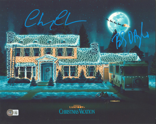 Chevy Chase Christmas Vacation Signed 11x14 Blackhawks Jersey