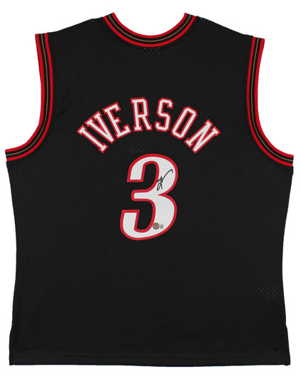 Press Pass Collectibles Allen Iverson Authentic Signed Black Pro Style Jersey Autographed BAS Witnessed
