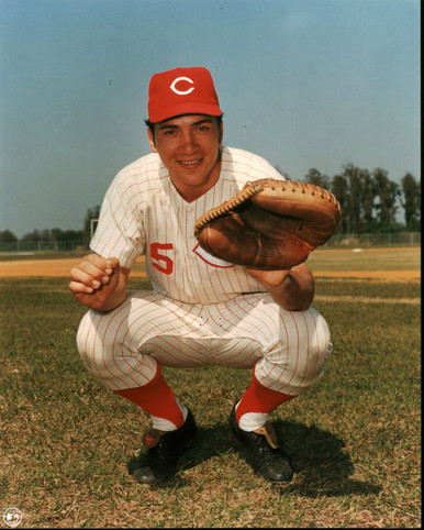 Matted 8x10 Photo- Johnny Bench Batting