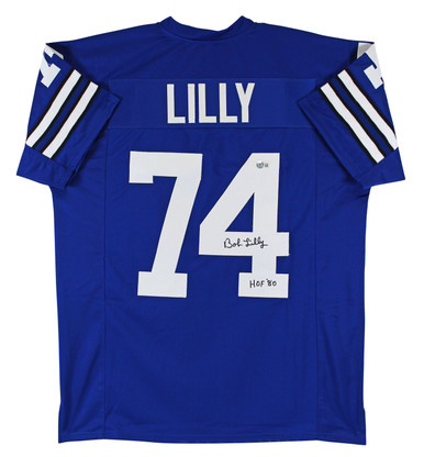 BOB LILLY DALLAS COWBOYS SIGNED SEWN PRO STYLE FOOTBALL BLUE