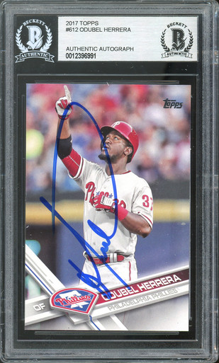 Phillies Odubel Herrera Authentic Signed 2018 Topps Heritage #306 Card BAS  Slab