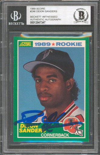 Deion Sanders Autographed/Signed 1990 Leaf Rookie Card BAS 10 Slab – Denver  Autographs