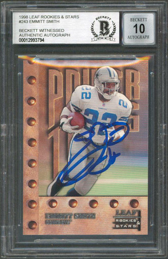 Cowboys Emmitt Smith Signed 1999 Bowman Chrome #40 Card Auto Graded 10! BAS  Slab