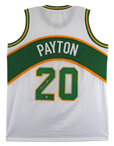 Press Pass Collectibles Gary Payton Authentic Signed Green Pro Style Jersey Autographed BAS Witnessed
