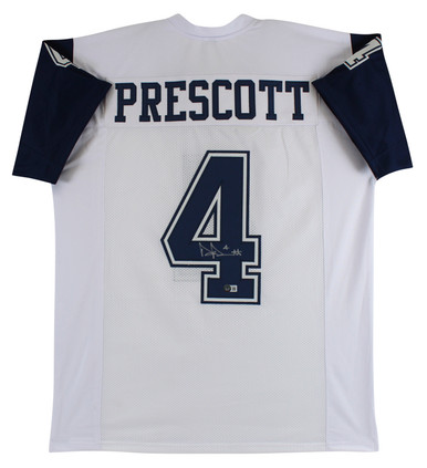 Dak Prescott Authentic Signed Navy Blue Pro Style Jersey w/ Grey #'s BAS  Witness