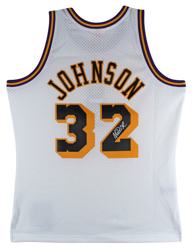 Signed Magic Johnson Jersey - 1984 85 MN HWC Swingman Yellow BAS Wit