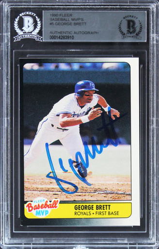 Royals George Brett Signed 1990 Fleer #103 Card Auto 10! BAS