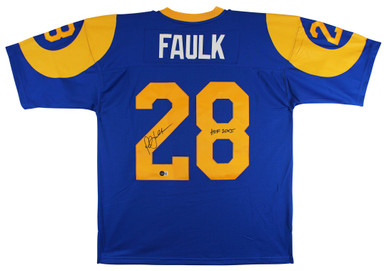 Marshall Faulk Autographed St. Louis Rams Custom Jersey Inscribed HOF 20XI