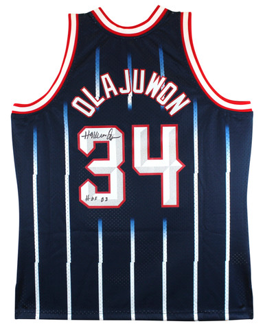 Hakeem Olajuwon Autographed Houston Mitchell & Ness Blue XL Basketball  Jersey - BAS