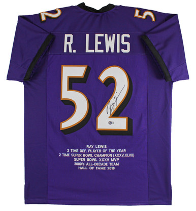 Ray Lewis Autographed Signed Baltimore Ravens (White #52) Deluxe Framed  Jersey