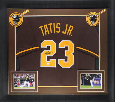 Press Pass Collectibles Fernando Tatis Jr. Authentic Signed White Pinstripe Pro Style Jersey JSA