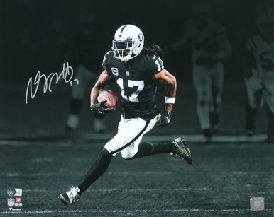 Raiders Davante Adams Signed 11x14 Spotlight Photo w/ White Jersey BAS  Witnessed