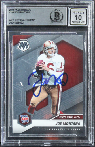 Joe Montana Signed 2021 Panini Mosaic Gold Prizm #292 MVP Football Card  (PSA Encapsulated)