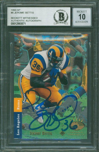 Jerome Bettis & Eric Dickerson Signed 1994 CC T&N #1 Card Auto 10! BAS  Slabbed