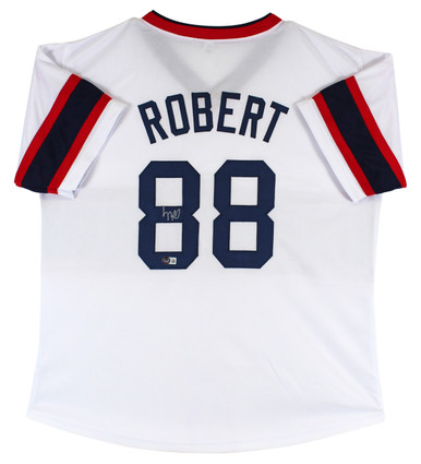 Press Pass Collectibles White Sox Luis Robert Authentic Signed Black Pro Style Jersey BAS Witnessed