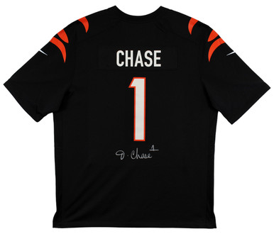 Press Pass Collectibles Bengals Ja'Marr Chase Authentic Signed Orange Nike Game Jersey BAS Witnessed